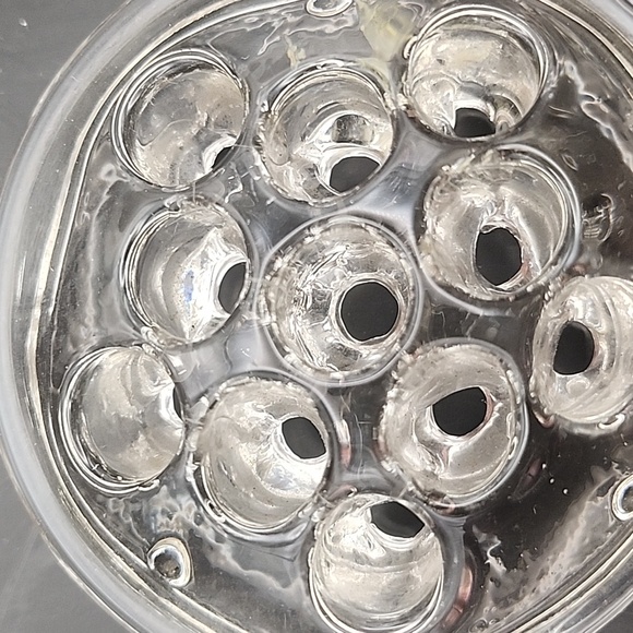 Vintage Clear Glass Footed Flower Frog 11 holes - Picture 8 of 8